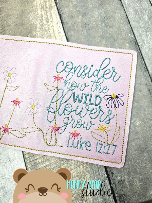 Wildflowers Bible Verse Luke 1227Cover for Mini Composition Book 5x7