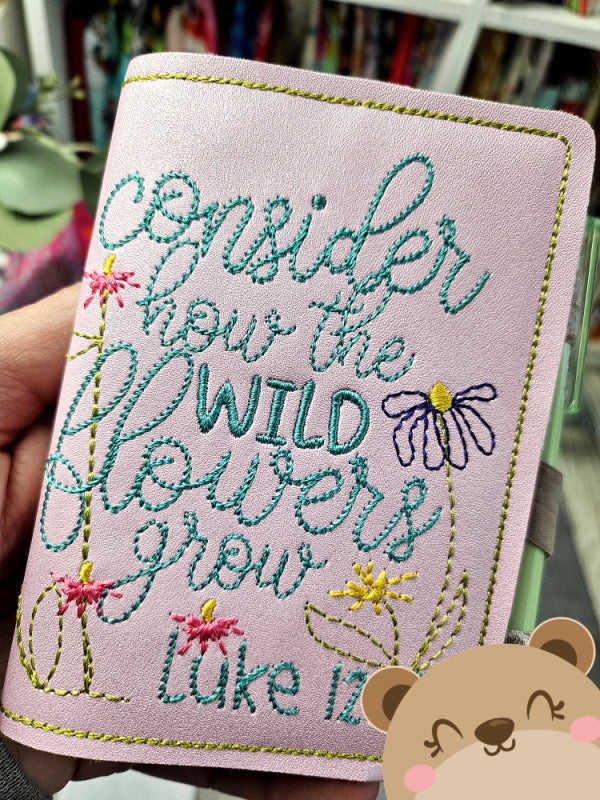 Wildflowers Bible Verse Luke 1227Cover for Mini Composition Book 5x7