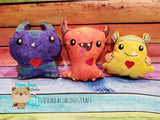 MEGA VALUE Little Monster Stuffies for 4x4, 5x7, 6x10, 7x12 Plush DIGITAL DOWNLOAD embroidery file ITH In the Hoop Feb 5, 2019