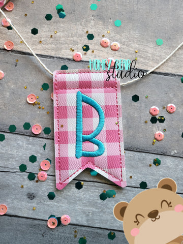 AddiePoo Font Alphabet Letter B Flag Banner Piece 4x4 DIGITAL DOWNLOAD embroidery file ITH In the Hoop 0322