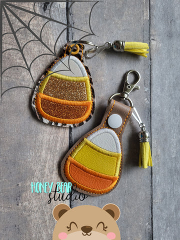 Candy Corn APPLIQUE Fob snap tab, or eyelet key fob  set 4x4  DIGITAL DOWNLOAD embroidery file ITH In the Hoop 0822