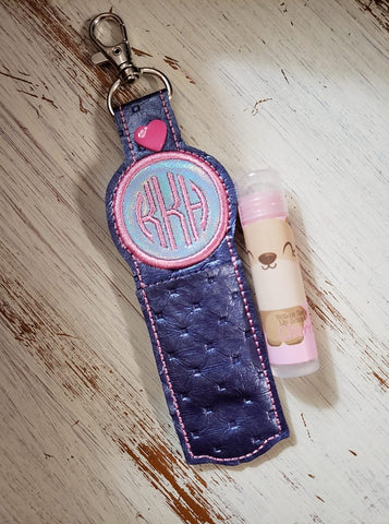 Circle Monogram Applique Lip Balm Holder 4x4 and 5x7 DIGITAL DOWNLOAD embroidery file ITH In the Hoop Oct, 2019