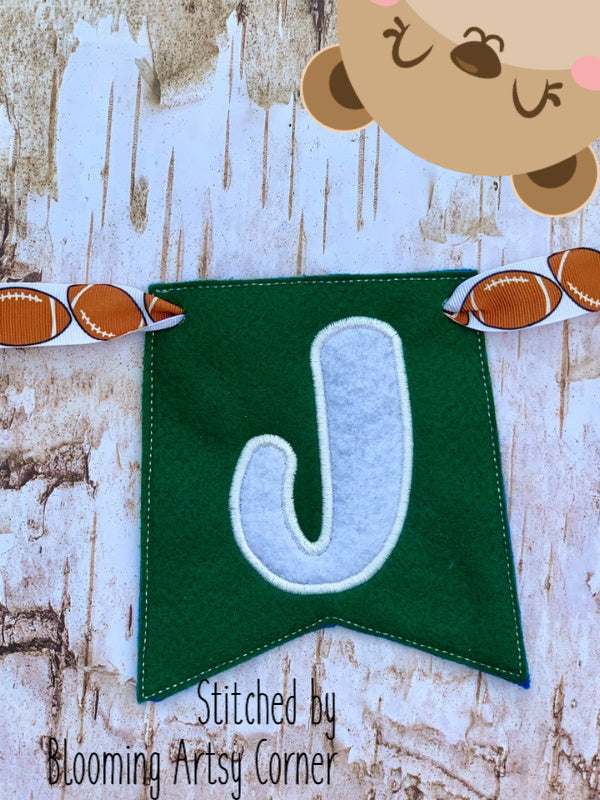 Applique Alphabet Letter J Party Pumpkin Banner Piece for 4x4, 5x7, DI