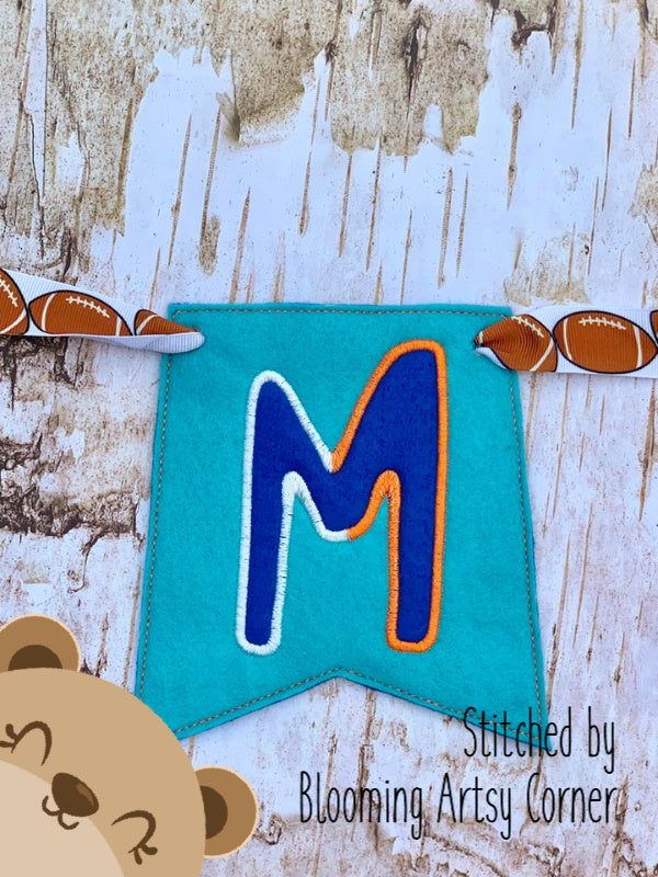 Applique Alphabet Letter M Party Pumpkin Banner Piece for 4x4, 5x7, DI