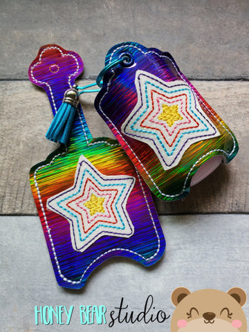 SWOOP hand Sanitizer Rainbow Star Holder 4x4 And 5x7 single hooping DIGITAL DOWNLOAD embroidery file ITH In the Hoop 0921