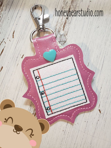 Fancy Frame Notebook applique back to school snap tab, or eyelet key fob  set 4x4  DIGITAL DOWNLOAD embroidery file ITH In the Hoop Aug 2019