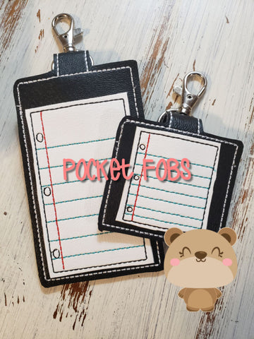 Notebook Paper Snap Pocket Gift Card Holder 5x7 Plus Little Keeper 4x4 ONLY Snap Tab, SET DIGITAL DOWNLOAD embroidery file ITH In the Hoop Aug 2019
