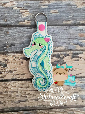 Seahorse SHAPED Lip Balm Holder 4x4 and 5x7 DIGITAL DOWNLOAD embroidery file ITH In the Hoop July 2019