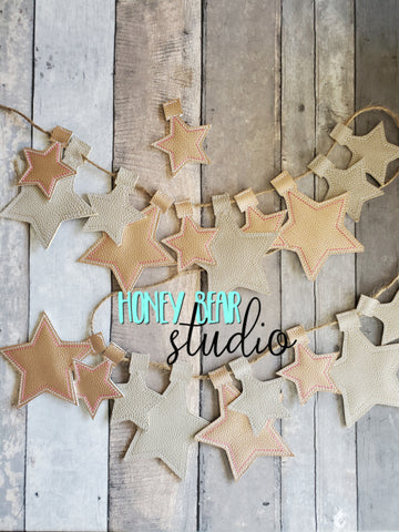 Simple Star Banner Piece for 4x4, 5x7, DIGITAL DOWNLOAD embroidery file ITH In the Hoop 11/21