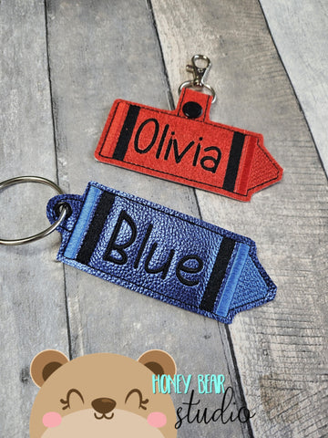 Crayon Color Fob snap tab, or eyelet key fob  set 4x4  DIGITAL DOWNLOAD embroidery file ITH In the Hoop 0124 04