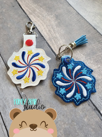 Firework Splash Snap Tab, Eyelet Fob 4x4 SET DIGITAL DOWNLOAD embroidery file ITH In the Hoop 0523 04