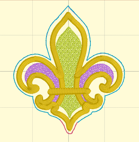 Chenille Type Applique Fleur de Lis PLANT STICK SIZE ONLY 4x4  DIGITAL DOWNLOAD embroidery file ITH In the Hoop 0224 01