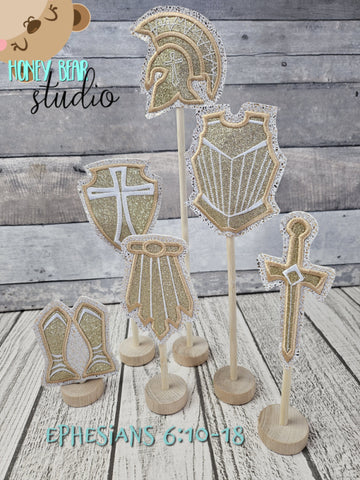 Full Armor Armour of God Ephesians 6 Bouquet Arrangement on a STICK plant stakes stick signs applique 4x4 DIGITAL DOWNLOAD embroidery file ITH In the Hoop 0224 01
