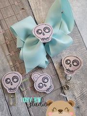 Goofy Funny Skull Spooky feltie SET, feltie, charm or zipper pull eyelet for 4x4  DIGITAL DOWNLOAD embroidery file ITH In the Hoop 0823 02