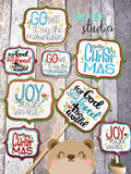 Christmas JOY sayings plant stakes stick signs applique  2 sizes for 4x4, 5x7  DIGITAL DOWNLOAD embroidery file ITH In the Hoop 1123 03