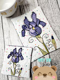 Birth Month Iris FEBRUARY Flower COASTER and MUG RUG Set 4x4 5x7 DIGITAL DOWNLOAD embroidery file ITH In the Hoop 0224 03