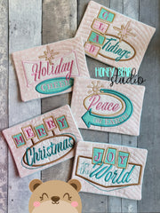 Googie Signs Atomic Christmas MCM Applique MUG RUG Set 5x7  DIGITAL DOWNLOAD embroidery file ITH In the Hoop 0723 04