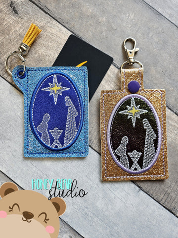 Nativity Silhouette Applique Gift Card Holder Applique 4x4, 5x7 Snap Tab, Eyelet SET DIGITAL DOWNLOAD embroidery file ITH In the Hoop 0923 02