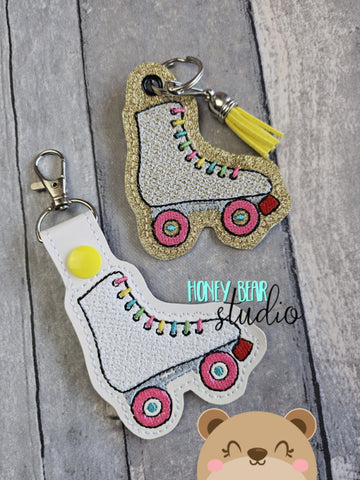 Roller Skate Fob snap tab, or eyelet key fob  set 4x4  DIGITAL DOWNLOAD embroidery file ITH In the Hoop 0224 03