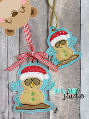 Sandy Snowman Applique Ornament 4x4, 5x7 SET DIGITAL DOWNLOAD embroidery file ITH In the Hoop 0623 01