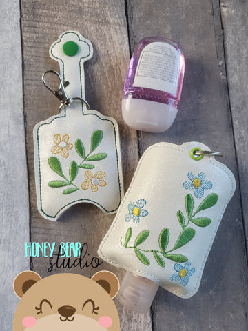 Elegant Floral Leafy Sanitizer Holder 4x4 And 5x7 single hooping DIGITAL DOWNLOAD embroidery file ITH In the Hoop 0523 01