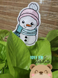 Christmas Tiny Snowman plant stakes stick sign for 4x4 DIGITAL DOWNLOAD embroidery file ITH In the Hoop 1223 02