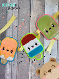Kawaii Popsicle Frozen Pop Treat Slider Banner Pieces 4x4 5x7 DIGITAL DOWNLOAD embroidery file ITH In the Hoop 0623 01