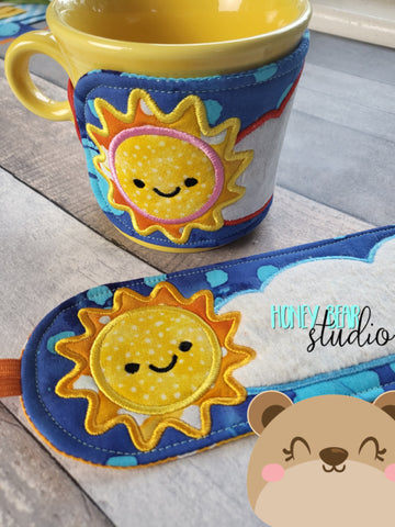 Sunny Day Applique Mug WRAP 5x7, 6x10 SET DIGITAL DOWNLOAD embroidery file ITH In the Hoop 0523 02