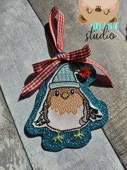 Sweet Woodland Robin Christmas Critters Applique Ornament 4x4 DIGITAL DOWNLOAD embroidery file ITH In the Hoop 1123 02