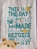 This is the Day the Lord Has Made  Charm WORD ART and MUG RUG Set 5x7 DIGITAL DOWNLOAD embroidery file ITH In the Hoop 0723 01