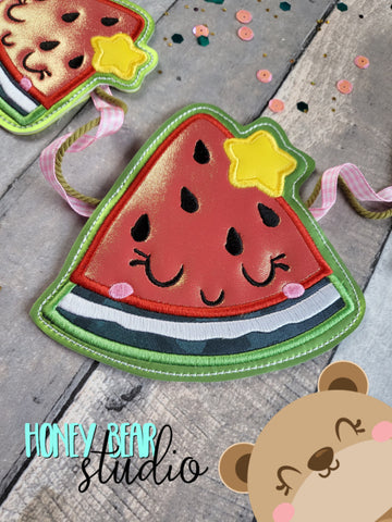 Kawaii Watermelon Slider Banner Pieces 4x4 5x7 DIGITAL DOWNLOAD embroidery file ITH In the Hoop 0623 01
