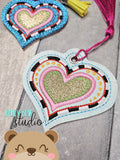 Wild Heart APPLIQUE Fob snap tab, or eyelet key fob  set 4x4  DIGITAL DOWNLOAD embroidery file ITH In the Hoop 012401