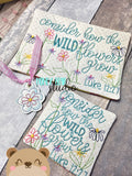 Wildflowers Verse Luke 12:27 Bible CHARM, COASTER and MUG RUG Set 4x4 5x7 DIGITAL DOWNLOAD embroidery file ITH In the Hoop 0424 02