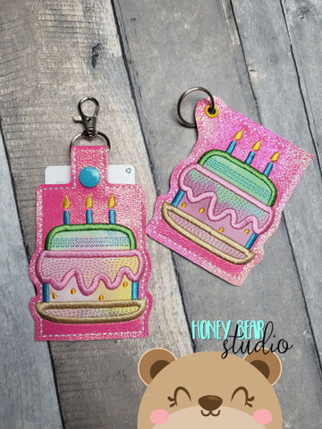 Birthday Cake Kawaii Foods Gift Card Holder Applique 4x4, 5x7 Snap Tab, Eyelet SET DIGITAL DOWNLOAD embroidery file ITH In the Hoop 0723 03