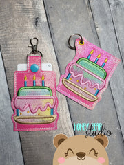 Birthday Cake Kawaii Foods Gift Card Holder Applique 4x4, 5x7 Snap Tab, Eyelet SET DIGITAL DOWNLOAD embroidery file ITH In the Hoop 0723 03
