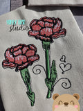 Birth Month Flower Sketch Doodle Embroidery Design January Carnations 4x4 and 5x7 SET DIGITAL DOWNLOAD embroidery file ITH In the Hoop 0124 03