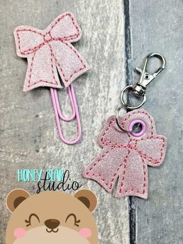 Simple Bow feltie SET, feltie, charm or zipper pull eyelet for 4x4, 5x7  DIGITAL DOWNLOAD embroidery file ITH In the Hoop 1025 01