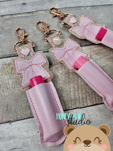 Simple Bow Lip Balm Holder 4x4 and 5x7 DIGITAL DOWNLOAD embroidery file ITH In the Hoop 1025 01