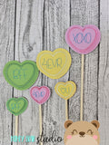 Candy Valentine Conversation Hearts includes PLANT STICK SIZE pencil topper AND straw slide for 4x4  DIGITAL DOWNLOAD embroidery file ITH In the Hoop 0224 01