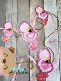 Sleepy Flamingo Slider Banner Pieces 4x4 5x7 DIGITAL DOWNLOAD embroidery file ITH In the Hoop 0623 01