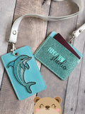 Dolphin Applique ID Holder Fob Badge Cover for 4x4 or 5x7 DIGITAL DOWNLOAD embroidery file ITH In the Hoop 0723 01