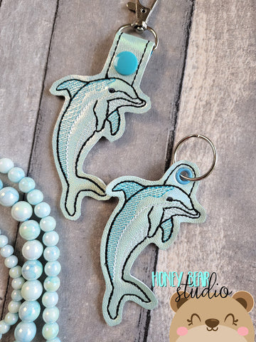 Sketchy Dolphin Snap Tab, Eyelet Fob 4x4 SET DIGITAL DOWNLOAD embroidery file ITH In the Hoop 0623 01