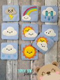 Kawaii Weather Sunny Day Memory Matching Card Game DIGITAL DOWNLOAD embroidery file ITH In the Hoop 0523 02