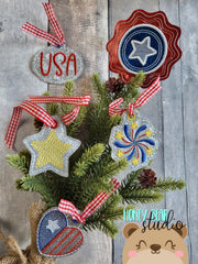 Summer Fireworks Celebration USA Mini Ornament Set 4x4 DIGITAL DOWNLOAD embroidery file ITH In the Hoop 0523 04