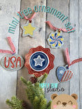 Summer Fireworks Celebration USA Mini Ornament Set 4x4 DIGITAL DOWNLOAD embroidery file ITH In the Hoop 0523 04