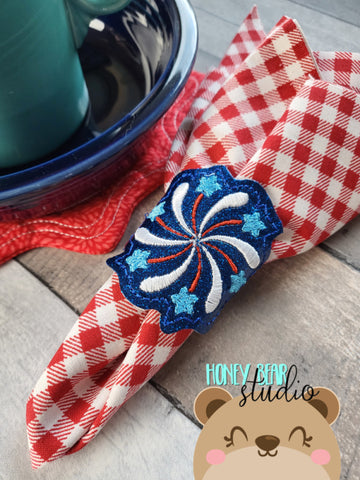 Firework Splash Napkin Ring Snap 4x4  DIGITAL DOWNLOAD embroidery file ITH In the Hoop 0523 04