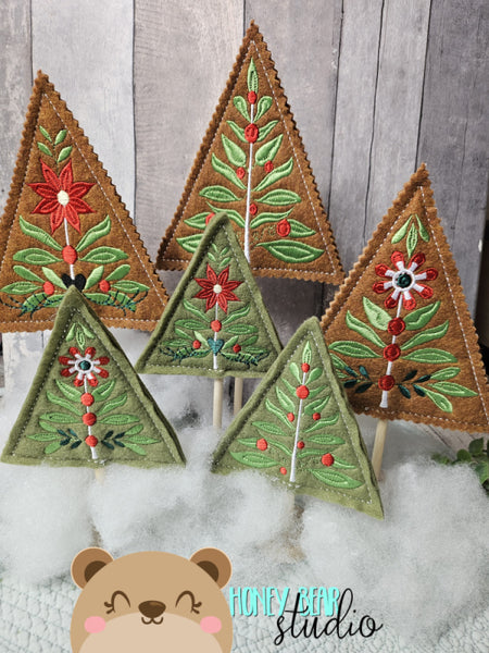 Folk Art Stick Tree Felt Version Christmas Tree Three Styles & Two