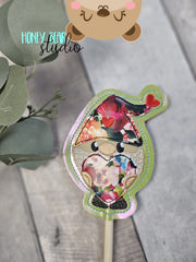 Gnome Hearts Applique PLANT STICK SIZE ONLY 4x4  DIGITAL DOWNLOAD embroidery file ITH In the Hoop 0424 02