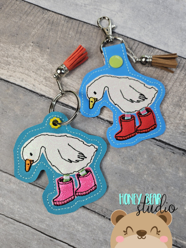 Silly Goose in Boots Fob snap tab, or eyelet key fob set 4x4 DIGITAL D ...