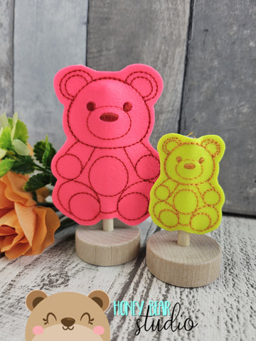 Gummy Bear kawaii pencil topper AND straw slide PLANT STAKE for 4x4  DIGITAL DOWNLOAD embroidery file ITH In the Hoop 0224 02